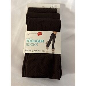Hanes Style Essentials Ladies Dress Socks Brown Shoe Size 5-9 3 Pack New